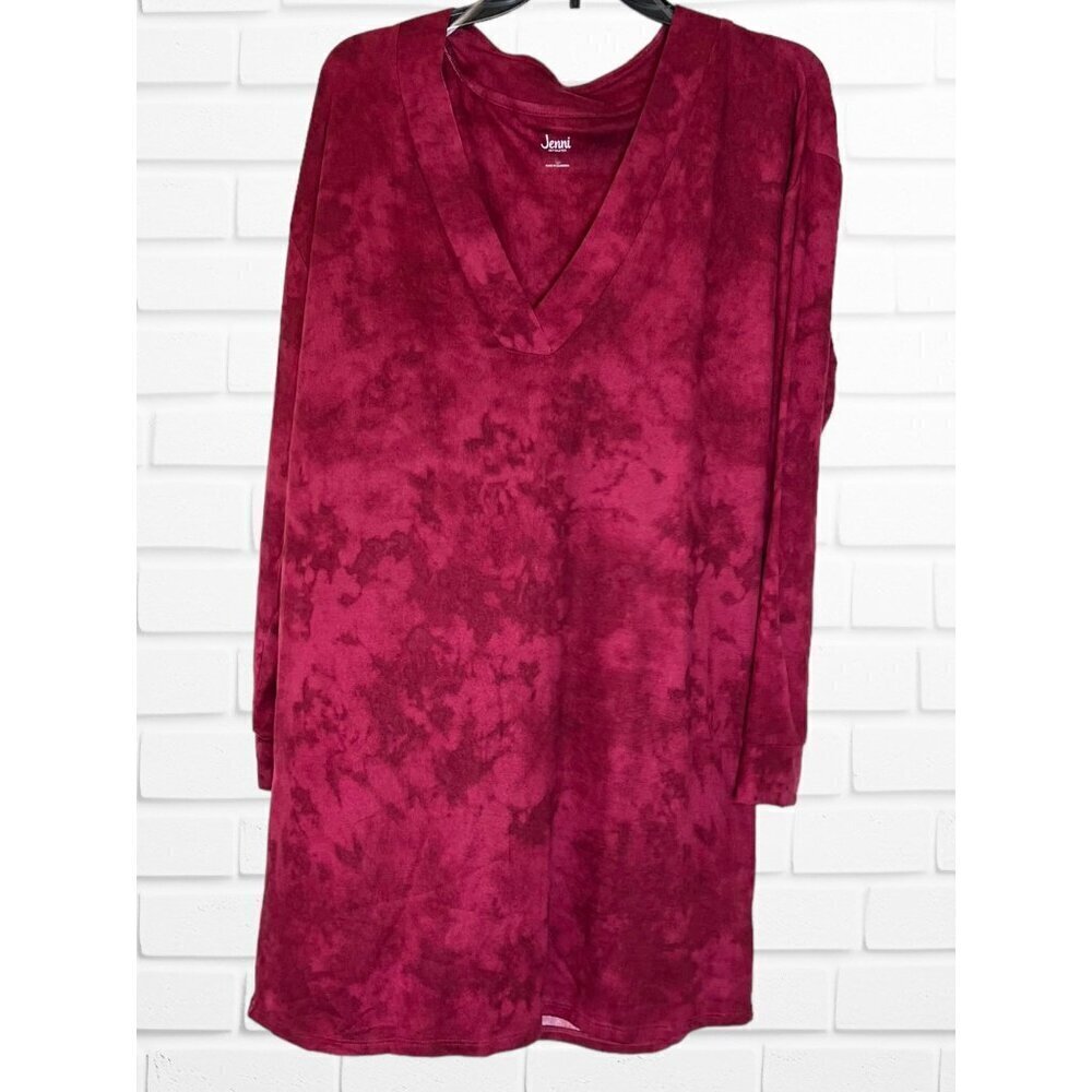 Jenni Intimates Women's‎ M Long Sleeve Sleep Shirt Tie Dye Relaxed Pajama